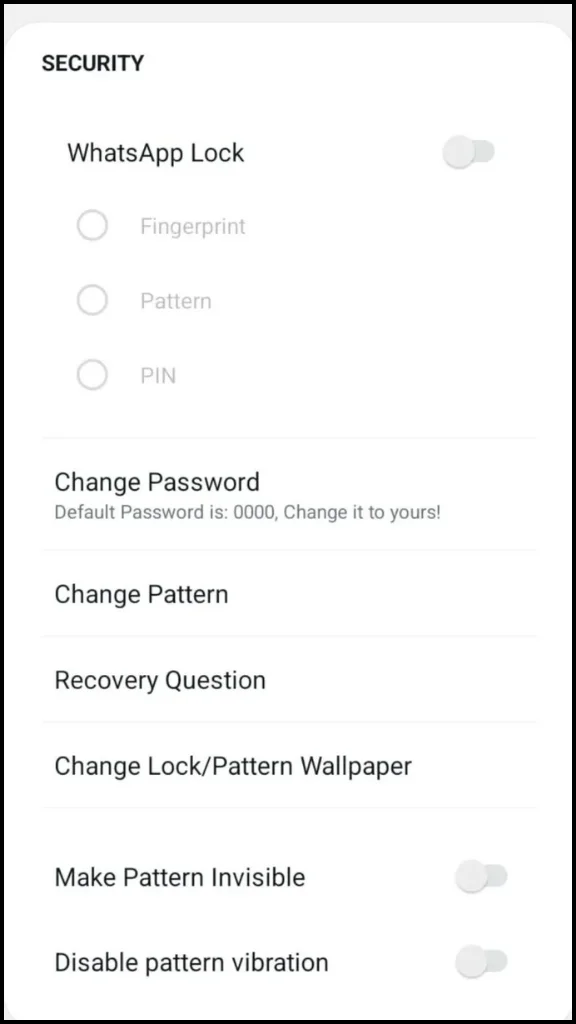 GB WhatsApp security lock